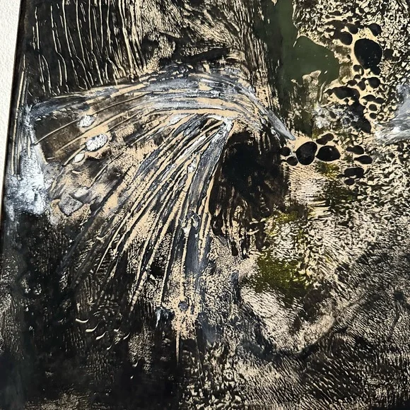 Original Acrylic Painting Black, Gold and White